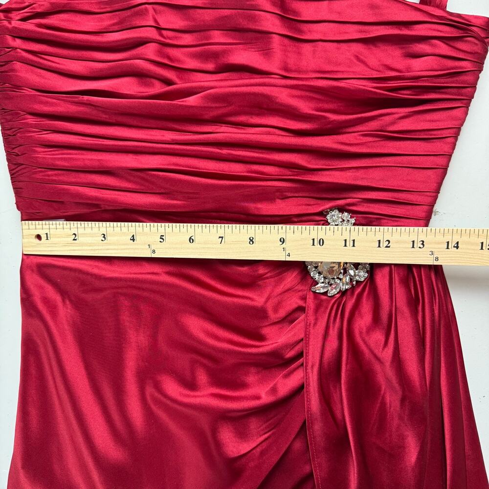 CINQ A SEPT Tate Asymmetric Hem Red Silk Mini Dress - Picture 10 of 12